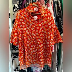 Victoria Dunn orange floral dress sz medium nwt